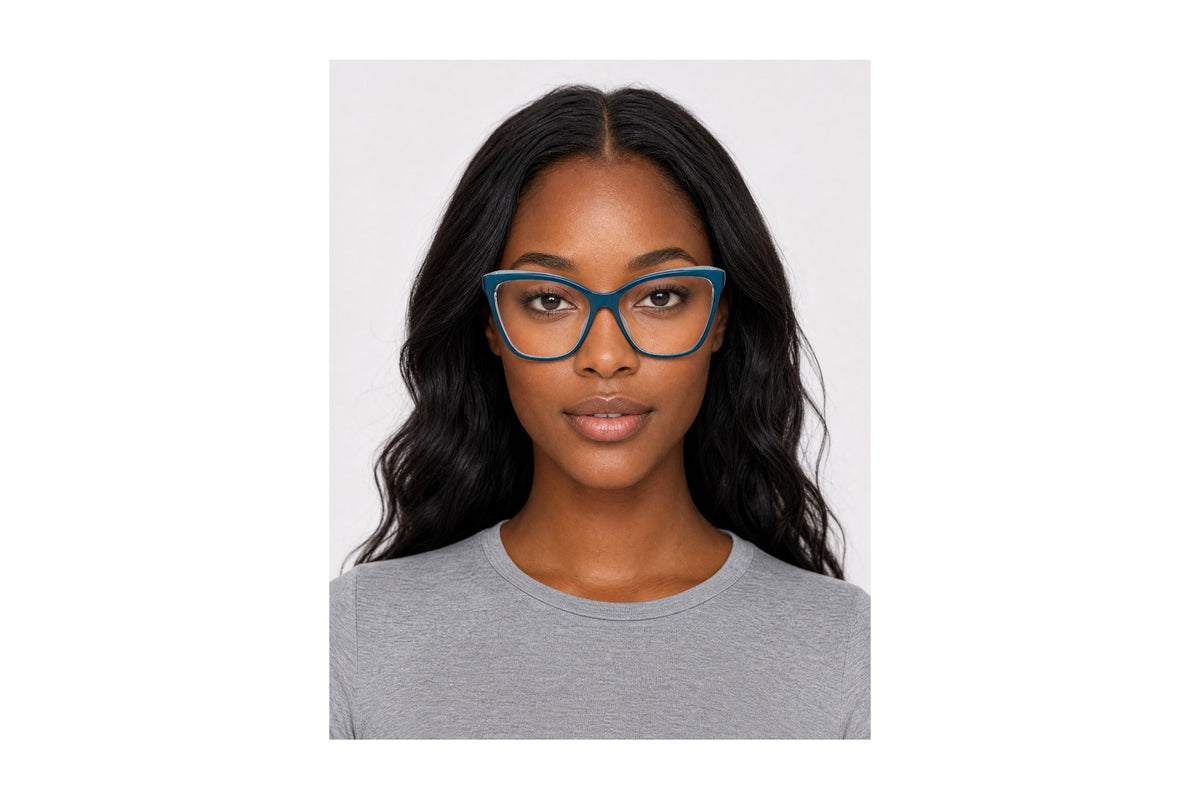 Davina Eyeglasses Teal/Crystal side