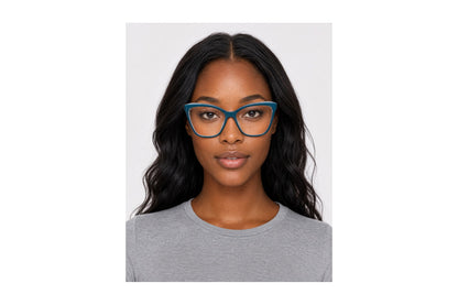 Davina Eyeglasses Teal/Crystal side