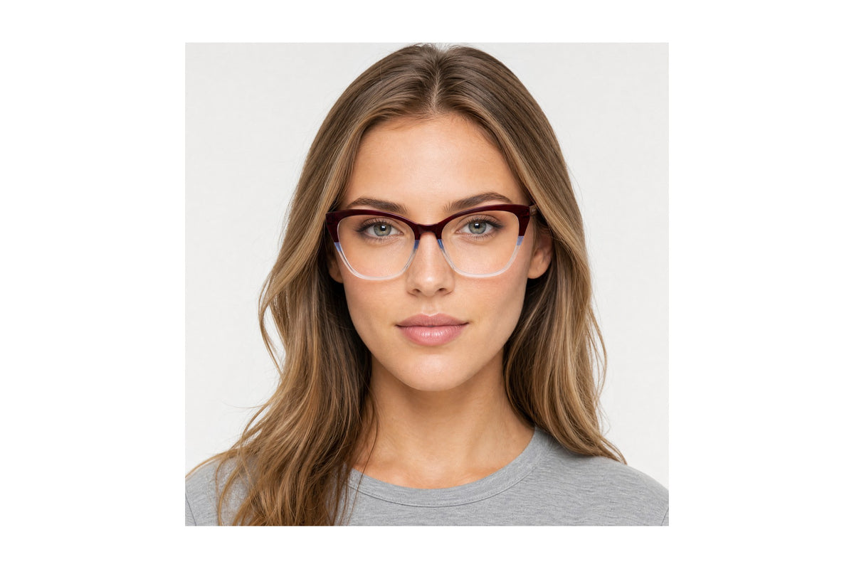 Artsy Eyeglasses Burgundy/Blue/Crystal side