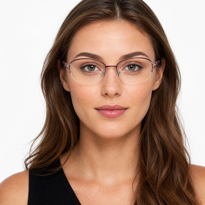 Natasha Eyeglasses - Burgundy/Gold lifestyle
