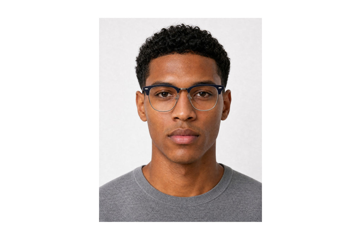 Classic Eyeglasses Navy Matte/Gunmetal side