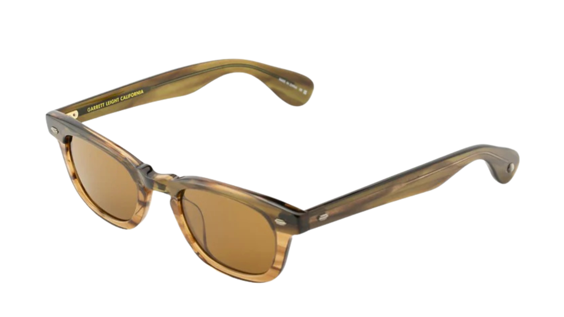 Garrett Leight LO-B - Faded Bamboo Green Horn / Pure Coffee (BAMF) side